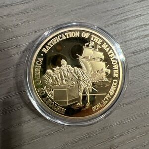 Mayflower Compact-Birth Of Our Nation American Mint Gold Plated Cu Round Mint